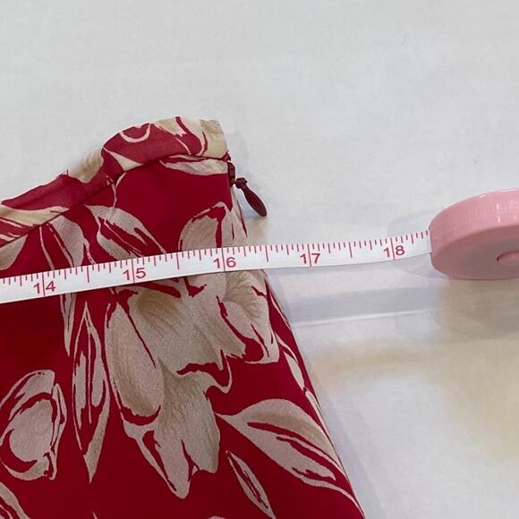 Ann Taylor Silk Red/Cream/Ivory Floral A-Line Skirt, Flowy, Romantic, Y2K, 14 - Picture 9 of 12